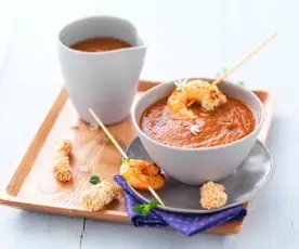 Gazpacho di pomodoro e gamberi