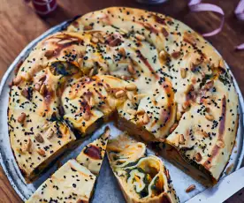 Sweet Potato Strudel with Spinach and Pine Nuts