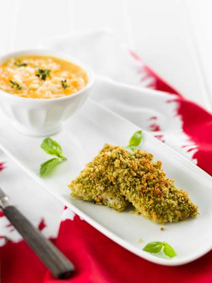 Filé de peixe com arroz cremoso de cenoura