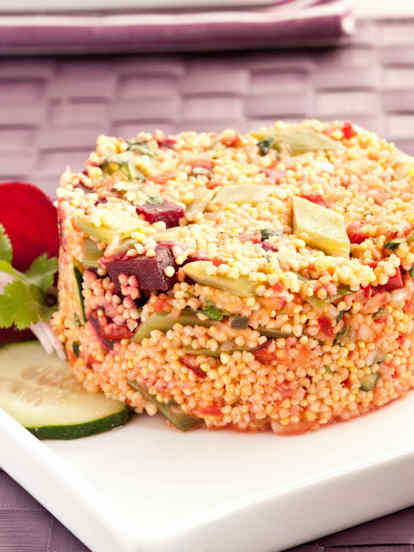 Pilaf de mijo con remolacha y judías verdes
