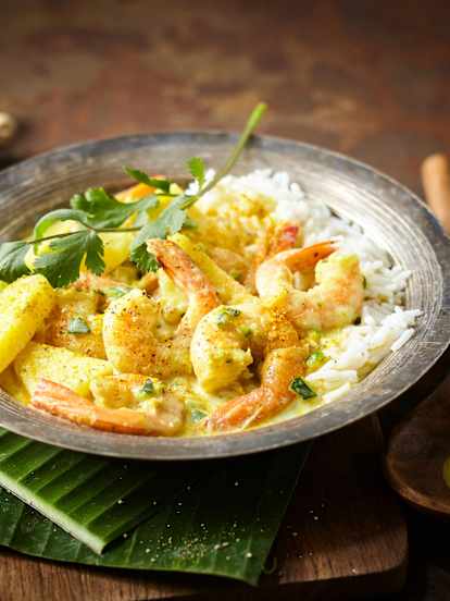 Cari de crevettes aux courgettes et ananas