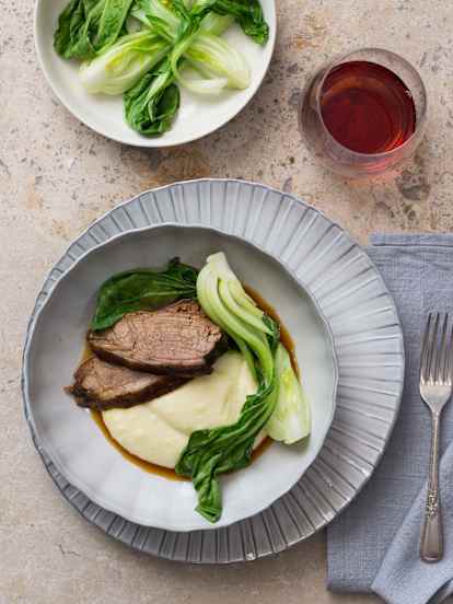 Slow cooked beef with wasabi mash (Louise Keats)