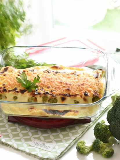 Canelones de brócoli y puerro