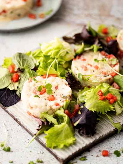 Tartar de bacalao y sandia