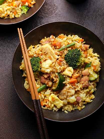 Asian-style rice with eggs and vegetables