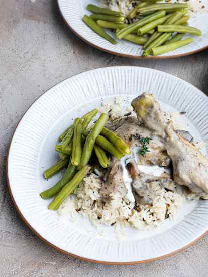 Chicken in Creamy Mushroom Sauce with Wild Rice
