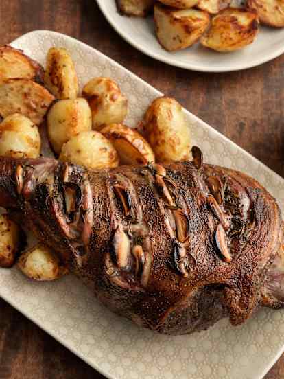 Roast Lamb with Vegetables and Mint Sauce