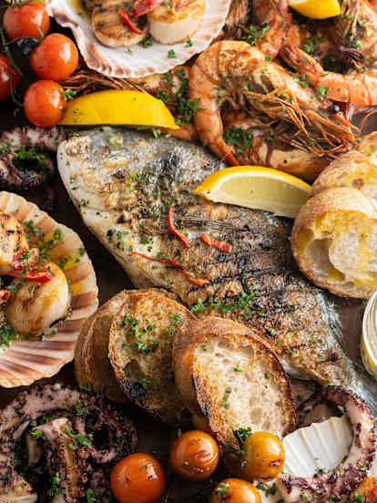 Grilled seafood board
