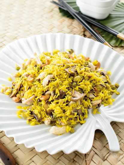 Arroz de açafrão com peru