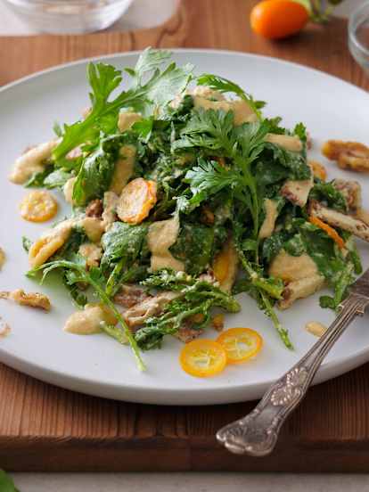 金棗、油豆腐山茼蒿沙拉