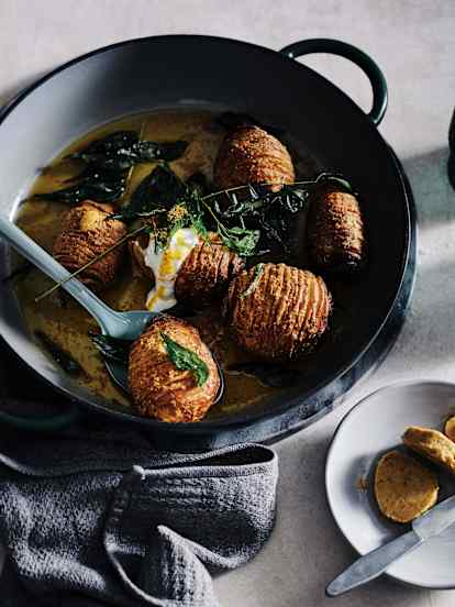 Hasselback potatoes with curry butter