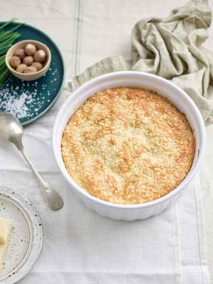 Soufflé de atum e cebolinho