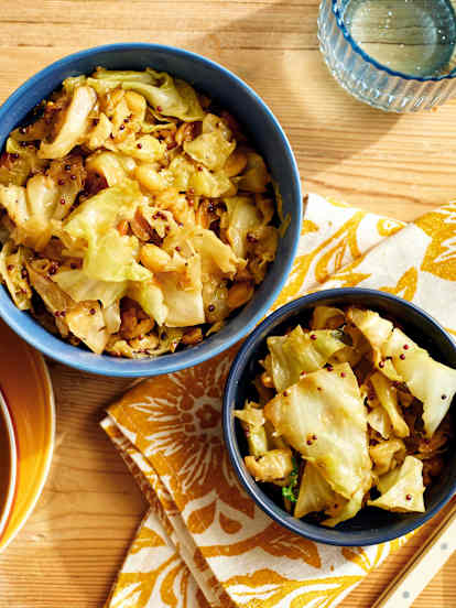 Savoy cabbage with curry leaves & mustard seeds