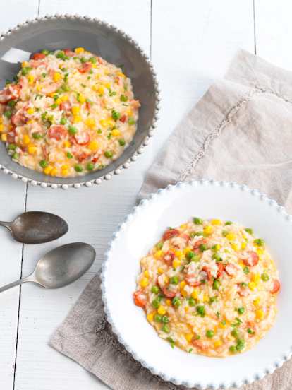 Risotto salame e piselli