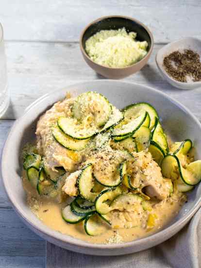 Lemon pepper chicken with zoodles (Thermomix® Spiralizer, using modes)