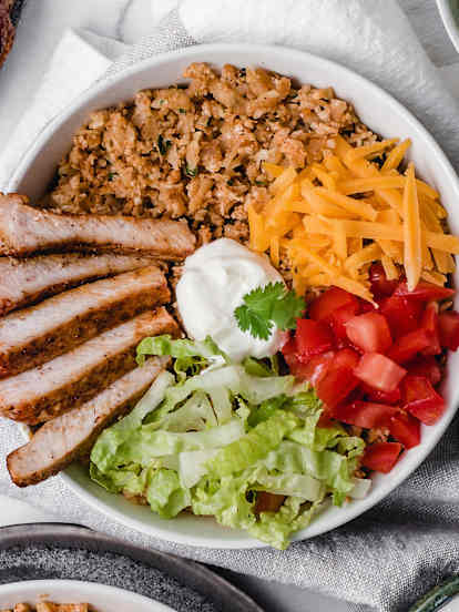 Loaded Burrito Bowl with Pork Chops