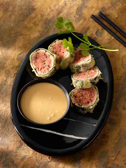 Gebackenes Thunfisch-Tatar mit Kokos-Teriyaki-Sauce
