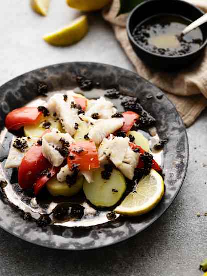Ensalada de lenguado con papas, pimientos y aderezo, al vacío TM6