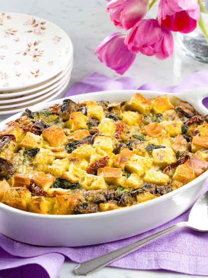 Mushroom and Spinach Strata