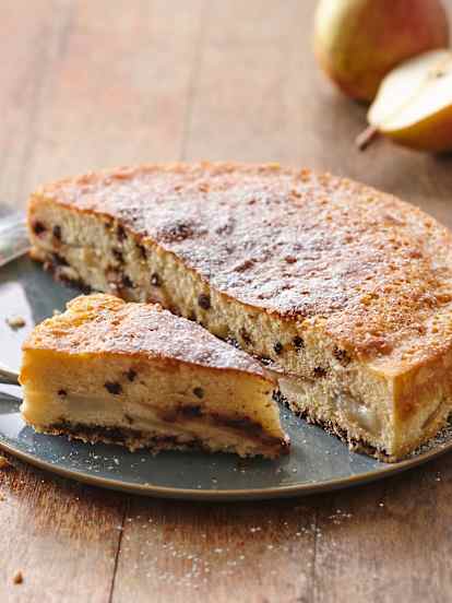Gâteau fondant aux poires et pépites de chocolat