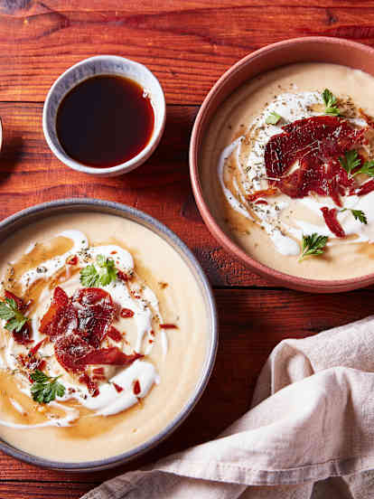 Cream of Parsnips with Maple Syrup and Prosciutto