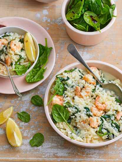 Risotto aux épinards, crevettes et citron