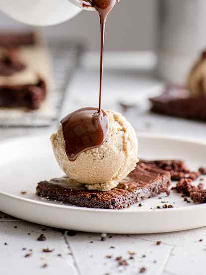 Vegan Espresso Coconut Ice Cream with Gluten-free Brownies