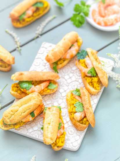 Petits éclairs sans gluten aux crevettes