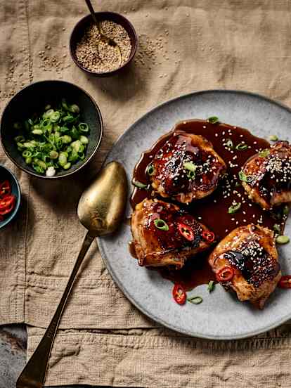 Coxas de galinha teriyaki