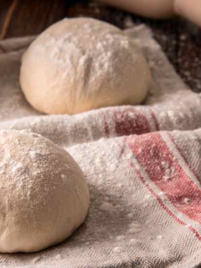 Massa de piza com descarte de massa-mãe