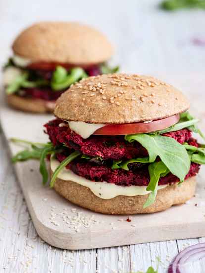 Beetroot and Caramelised Onion Burger