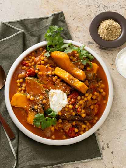 Moroccan pumpkin with pearl couscous