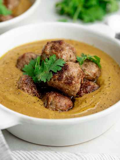 Crema de lentejas con albóndigas (Hiperproteica)