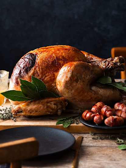 Roast Turkey with Creamy Pancetta, Lemon and Herb Stuffing