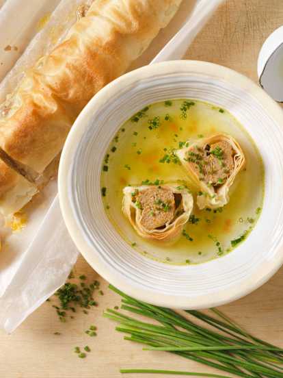 Fleischstrudel für Suppe