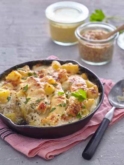 Gratin de pommes de terre et filet de dinde