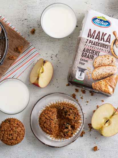 Muffinki marchewkowo-jabłkowe z mąką z płaskurki