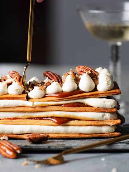 Vanilla Mille-feuille with Caramel and Pecan Nuts