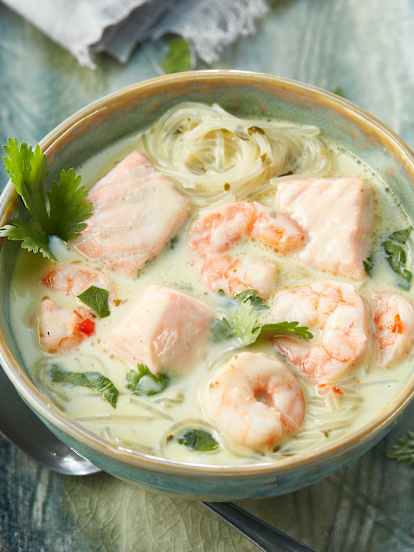 Laksa - Malayische Nudelsuppe mit Meeresfrüchten