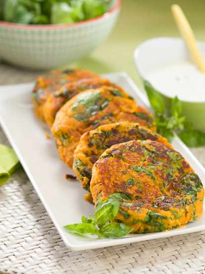 Hamburguesas de batata y espinacas