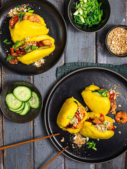 Kokosowe bao z krewetkami