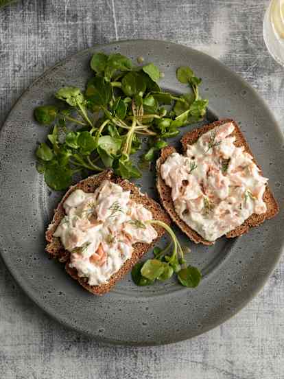 Guinness® Bread with Smoked Trout Topping and Watercress