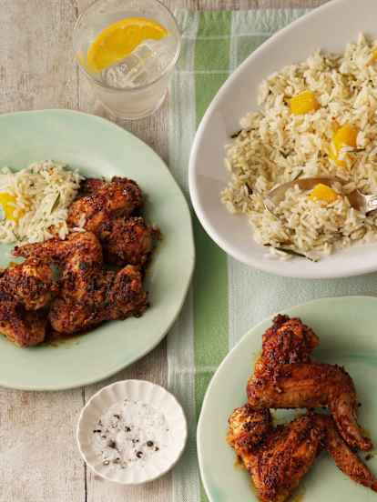 Chicken Wings mit Kräuter-Orangen-Reis