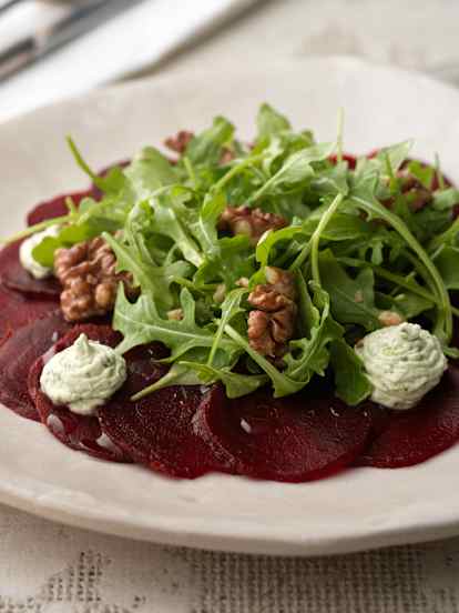 Beetroot Carpaccio with Goat's Cheese and Rocket
