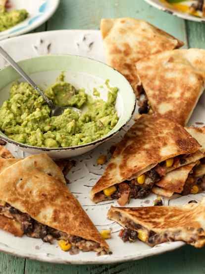 Black Bean Quesadillas with Guacamole