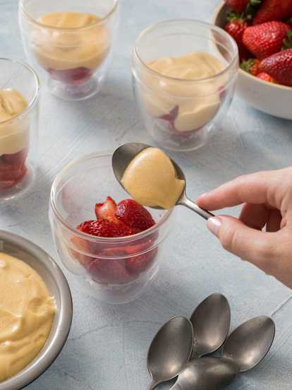 Pimm's sabayon with strawberries