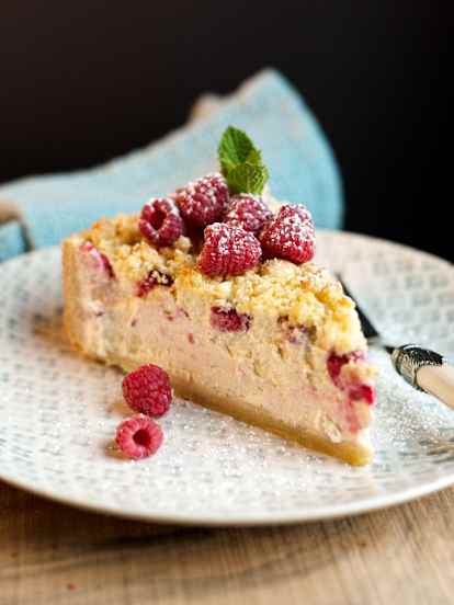 Cheesecake mit Himbeeren vom Grill