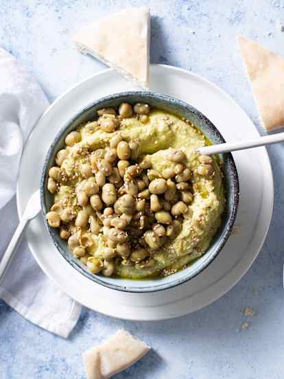 Hummus de calabacín con habitas