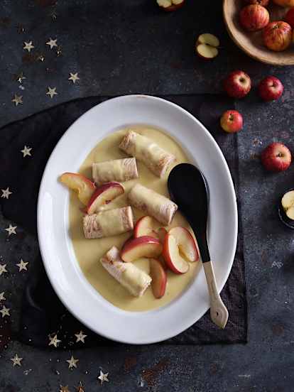 Rolinhos de peru com bechamel de maçã da Denize Soares