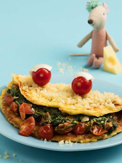 Käse-Omelette mit Spinat